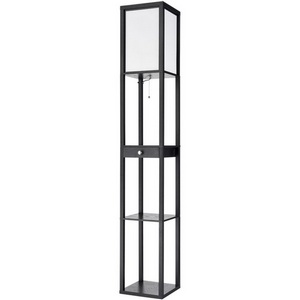 Изображение товара Торшер колонна с полкой Lumion Practic 8092/1F черный/белый, дерево/текстиль Е27 1*60W 220V