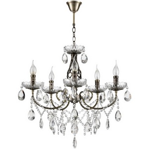 Изображение товара Подвесная люстра Lumion Linn 8190/5 античная бронза, металл/хрусталь E14 5*40W 220V подсвечник с подвесками
