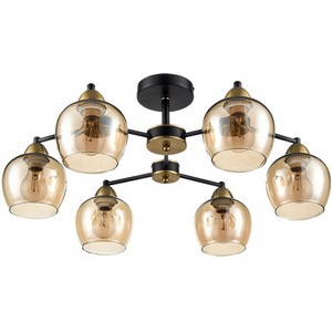 Изображение товара Потолочная люстра на штанге Lumion Landa 8249/6C черный/античное золото/янтарный, металл/стекло Е27 6*60W 220V
