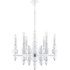 Изображение товара Подвесная люстра Lumion Nana 8260/6 белый/хром, металл E14 6*40W 220V в виде свечи