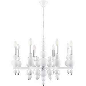 Изображение товара Подвесная люстра для гостиной мощностью 40 вт Lumion Nana 8260/8 белый/хром, металл E14 8*40W 220V в виде свечи