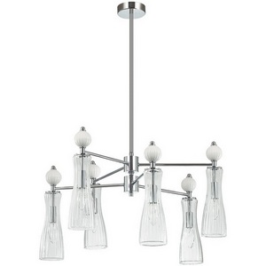 Изображение товара Потолочная люстра на штанге Lumion Emily 8268/6 хром/белый/прозрачный, металл/керамика/стекло Е14 6*40W 220V