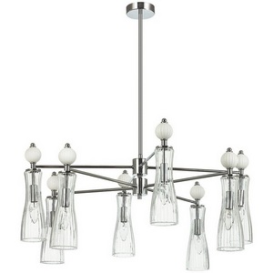 Изображение товара Потолочная люстра на штанге Lumion Emily 8268/8 хром/белый/прозрачный, металл/керамика/стекло Е14 8*40W 220V