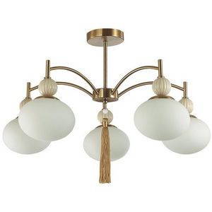 Изображение товара Люстра для гостиной потолочная на штанге Lumion Gloriya 8272/5C латунь/бежевый/белый, металл/керамика/стекло Е14 5*40W 220V