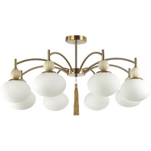 Изображение товара Потолочная люстра на штанге Lumion Gloriya 8272/8C латунь/бежевый/белый, металл/керамика/стекло Е14 8*40W 220V