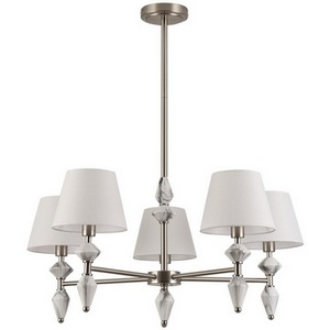 Изображение товара Потолочная люстра на штанге 8274/5 никель/белый/серый, металл/керамика/ткань Е14 5*40W 220V