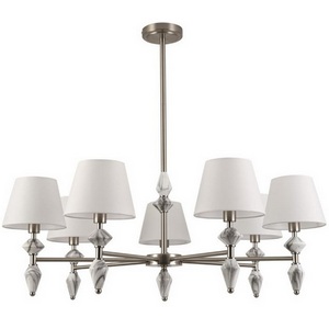 Изображение товара Потолочная люстра на штанге 8274/7 никель/белый/серый, металл/керамика/ткань Е14 7*40W 220V