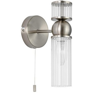 Изображение товара Бра с выключателем сонетка Lumion Denver 8277/1W сатин никель/прозрачный, металл/стекло Е14 1*40W 220V