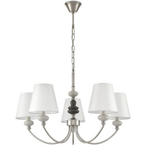 Изображение товара Подвесная люстра для гостиной с 5 лампами Lumion Kentuki 8283/5 никель/белый, металл/керамика/текстиль Е14 5*40W 220V