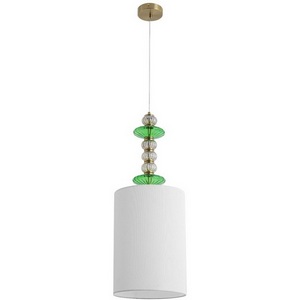 Изображение товара Подвесной светильник со стеклянным декором Lumion Ilmira 8337/1A бронза/белый/зеленый, металл/стекло/текстиль E27 60W 220V