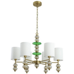 Изображение товара Подвесная люстра со стеклянным декором Lumion Ilmira 8337/6 бронза/белый/зеленый, металл/стекло/текстиль E14 6*40W 220V