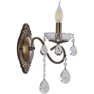 Изображение товара Бра с хрустальными подвесками в форме подсвечника Lumion Luina 8346/1W бронза/прозрачный, металл/хрусталь E14 1*40W 220V