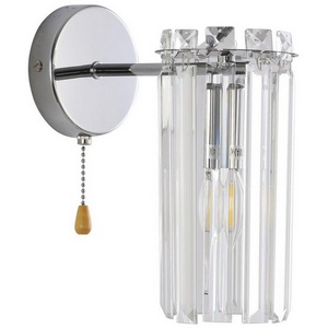Изображение товара Бра с хрустальными подвесками и выключателем Lumion Favla 8348/1W хром/прозрачный, металл/хрусталь E14 1*40W 220V