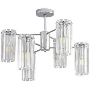 Изображение товара Потолочная люстра на штанге с хрустальными подвесками Lumion Favla 8348/6C хром/прозрачный, металл/хрусталь E14 6*40W 220V