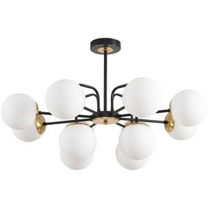 Изображение товара Потолочная люстра на штанге Lumion Elrona 8375/12C черный/латунь/белый, металл/стекло E27 12*60W 220V