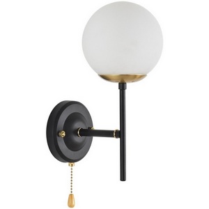 Изображение товара Бра Lumion Elrona 8375/1W черный/латунь/белый, металл/стекло E27 60W 220V