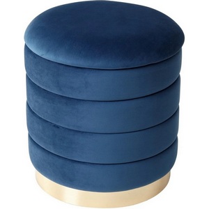 Изображение товара Пуф для гостиной ФРЕД синий #29, велюр / золотой каркас М-City