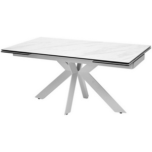 Изображение товара Стол с боковыми вставками MARBLES KL-99 Белый мрамор матовый, итальянская керамика/каркас Belluno (прямоугольная столешница, 4 ножки)