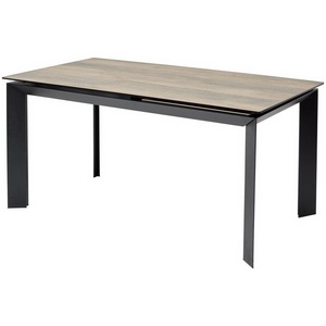 Изображение товара Стол телескоп выдвижной торец KL-61 под дерево, итальянская керамика/черный каркас Cremona (прямоугольная столешница, 4 ножки)