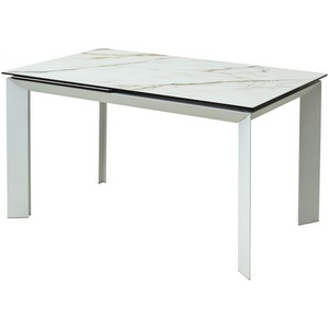 Изображение товара Стол телескоп выдвижной торец KL-188 Контрастный мрамор/белый каркас Cremona (прямоугольная столешница, 4 ножки)