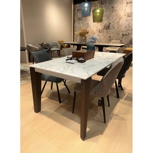 Изображение товара Стол раскладной на 8 персон ESMIR 180 MATTE ARABESCATO SOLID CERAMIC/орех, ®DISAUR (арт.) (прямоугольная столешница, 4 ножки)