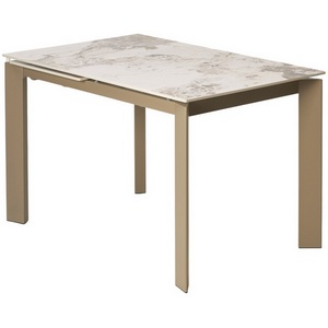 Изображение товара Стол раскладной телескоп с цельной вставкой на 6 персон CORNER 120 GLOSS LUXURY PANDORA SOLID CERAMIC/TAUPE, ®DISAUR (арт.) (прямоугольная столешница, 4 ножки)