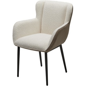 Изображение товара Стул VOLCANO Белый Wales-101, ткань / светло-бежевый Maison 09, экокожа/ черный каркас, DISAUR (850-84705)