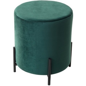 Изображение товара Пуф для гостиной круглый зеленый #19, велюр / черный каркас ФЕЛИКС