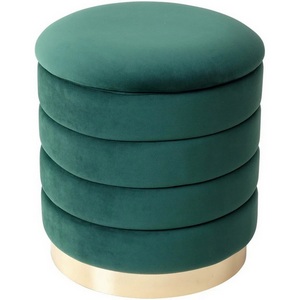 Изображение товара Пуф для гостиной зеленый #19, велюр / золотой каркас ФРЕД