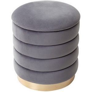 Изображение товара Пуф для гостиной серый #27, велюр / золотой каркас ФРЕД
