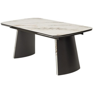 Изображение товара Стол раскладной с боковыми вставками на 10 персон VALDEMAR 180 KL-188 итальянская керамика, стекло/каркас темно-серый/Kl-188, ®DISAUR (арт.) (прямоугольная столешница, I I-образная опора)