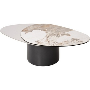 Изображение товара Стол кофейный NIKLAS PANDORA керамика на стекле и окрашенный МДФ/темно-серый МДФ каркас ®DISAUR (арт.) (овальная столешница)