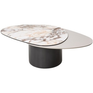 Изображение товара Стол кофейный NIKLAS TL-312 испанская керамика, стекло/МДФ окраш./темно-серый МДФ каркас ®DISAUR (арт.) (овальная столешница)