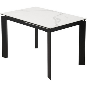 Изображение товара Стол с цельной вставкой на 6 персон CORNER 120 HIGH GLOSS STATUARIO керамика, стекло/черный каркас М-City (прямоугольная столешница, 4 ножки)