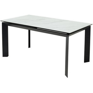 Изображение товара Стол с цельной вставкой CREMONA 140 KL-99 Белый мрамор матовый, итальянская керамика/черный каркас М-City (прямоугольная столешница, 4 ножки)