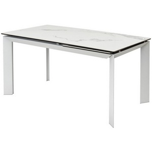 Изображение товара Стол с цельной вставкой CREMONA 140 MATTE STATUARIO Белый мрамор матовый, керамика/белый каркас М-City (прямоугольная столешница, 4 ножки)