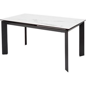 Изображение товара Стол с цельной вставкой CREMONA 140 MATTE STATUARIO Белый мрамор матовый, керамика/черный каркас М-City (прямоугольная столешница, 4 ножки)