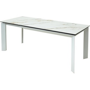 Изображение товара Стол с цельной вставкой CREMONA 180 KL-188 Контрастный мрамор матовый, итальянская керамика/белый каркас М-City (прямоугольная столешница, 4 ножки)