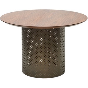 Изображение товара Стол на 4 персоны RAFAEL 120 Орех 3001 МДФ/Бронза, ®DISAUR (круглая столешница)