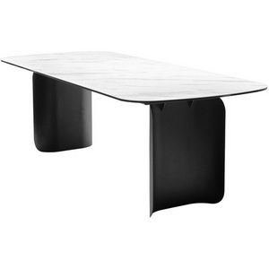 Изображение товара Стол на 8 персон NORD 240 MARBLES KL-99 Белый мрамор, итальянская керамика/черный каркас М-City (прямоугольная столешница, I I-образная опора)