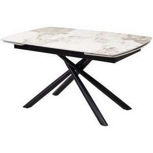 Изображение товара Стол с боковыми вставками на 8 персон RIVOLI 140 GLOSS LUXURY PANDORA SOLID CERAMIC/BLACK М-City (прямоугольная столешница, 4 ножки)