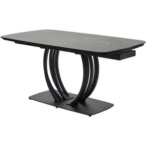 Изображение товара Стол с боковыми вставками на 8 персон MATERA 160 NERO KL-116 Черный мрамор матовый, итальянская керамика/черный каркас М-City (прямоугольная столешница)