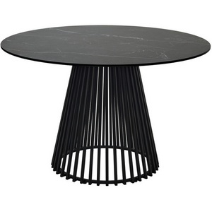 Изображение товара Стол TERNI 120 MATT BLACK MARBLE SOLID CERAMIC Черный мрамор матовый, керамика/Черный каркас М-City (круглая столешница, О-образная опора)