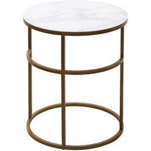 Изображение товара Журнальный столик Френсис Белый мрамор, стекло/золотой каркас M-city (круглая столешница, О-образная опора)