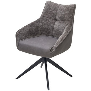 Изображение товара Стул FABIAN 360 град. поворот. MONA-464 Серый, PU/ STEAM-132 Серый, ткань / черный каркас, ®DISAUR (арт.)