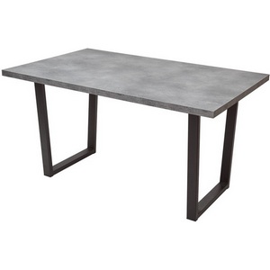 Изображение товара Стол с полкой вставка-бабочка на 8 персон ЛОФТ 160 Бетон Портленд/Черный М-City (прямоугольная столешница, I I-образная опора)