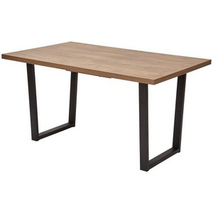 Изображение товара Стол с полкой вставка-бабочка на 8 персон ЛОФТ 160 Дуб Канзас/Черный М-City (прямоугольная столешница, I I-образная опора)
