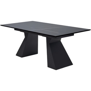 Изображение товара Стол с боковыми вставками на 8 персон БОГАРТ 200 TITANIUM BLACK PULIDO, керамика/Черный М-City (прямоугольная столешница, 2 ножки)