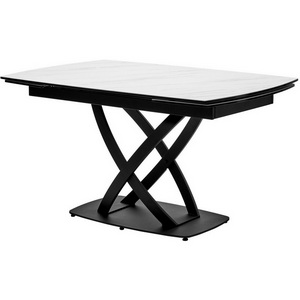 Изображение товара Стол с боковыми вставками на 8 персон FOGGIA 140 KL-99 Белый мрамор матовый, итальянская керамика/черный каркас М-City (прямоугольная столешница)