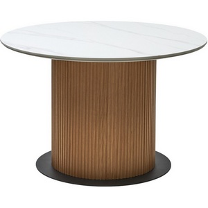 Изображение товара Стол журнальный на 4 персоны MESA D120 цвет БЕЛЫЙ МРАМОР M326/Каркас OAK (круглая столешница)